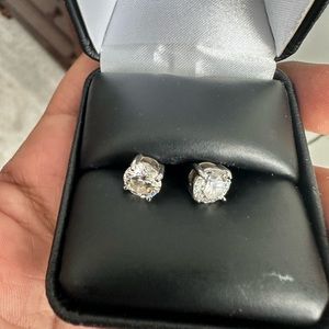 Certified 2.70 Carat 7MM Moissanite Earrings 925 Silver